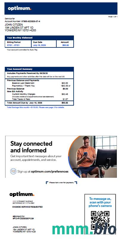 USA Optimum rachunek za media template w formatach Word i PDF, Wersja 2